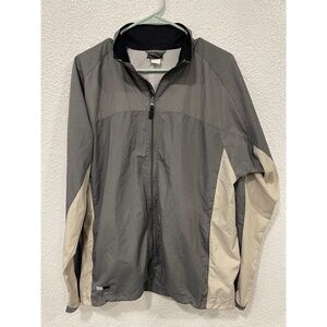 Illuminite Running Jacket Mens Size Large Grey Tan Reflective Vented Performance